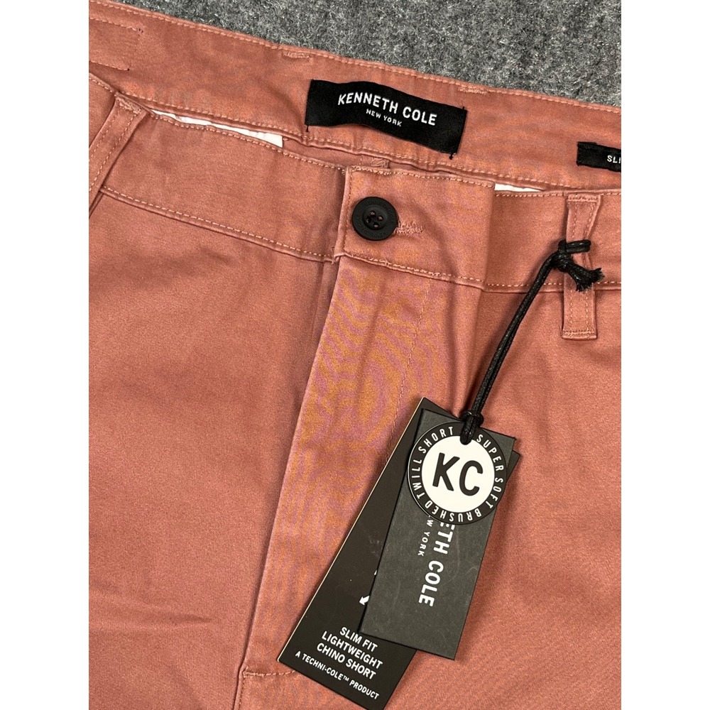 Kenneth Cole New York Mens Slim‎ Fit Lightweight Chino Shorts Red Clay 38